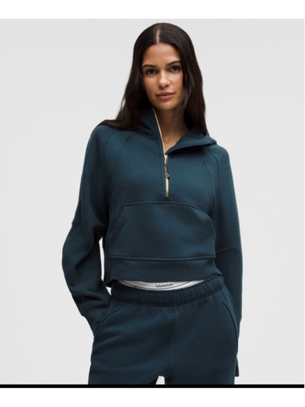 Women's Lululemon Scuba Oversized Half-Zip Hoodie M/L Teal Gold